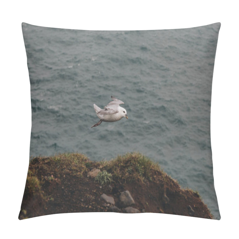 Personality  Seagull Flying Above Wavy Sea During Daytime In Iceland  Pillow Covers