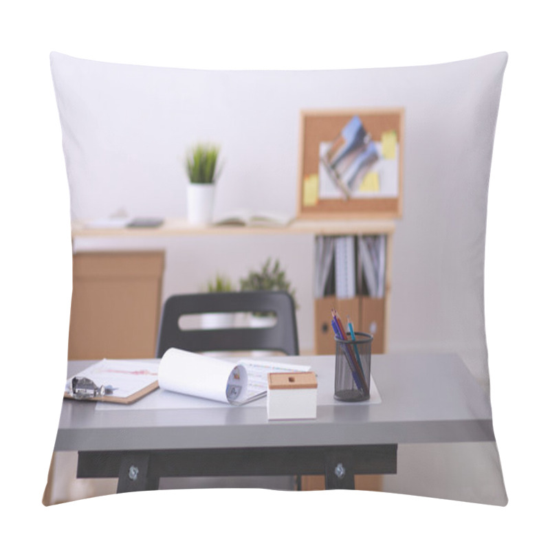 Personality  Working Place In Office, Desk With Documents Pillow Covers