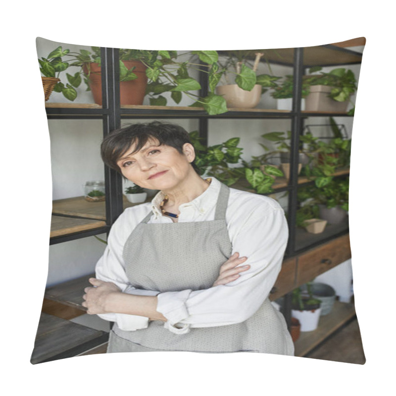 Personality  A Gardener Tends To Her Beloved Plants In A Cozy Studio. Pillow Covers