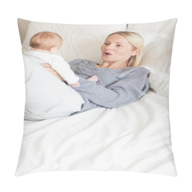 Personality  Mother Playing With Her Baby Pillow Covers