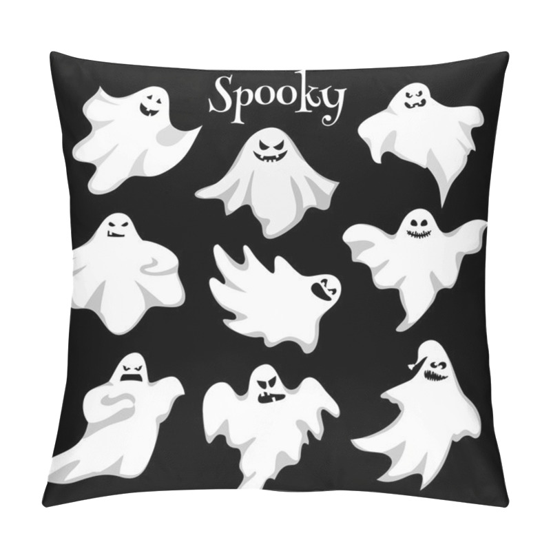 Personality  Scary White Ghosts Design On Black Background - Halloween Celebration Pillow Covers