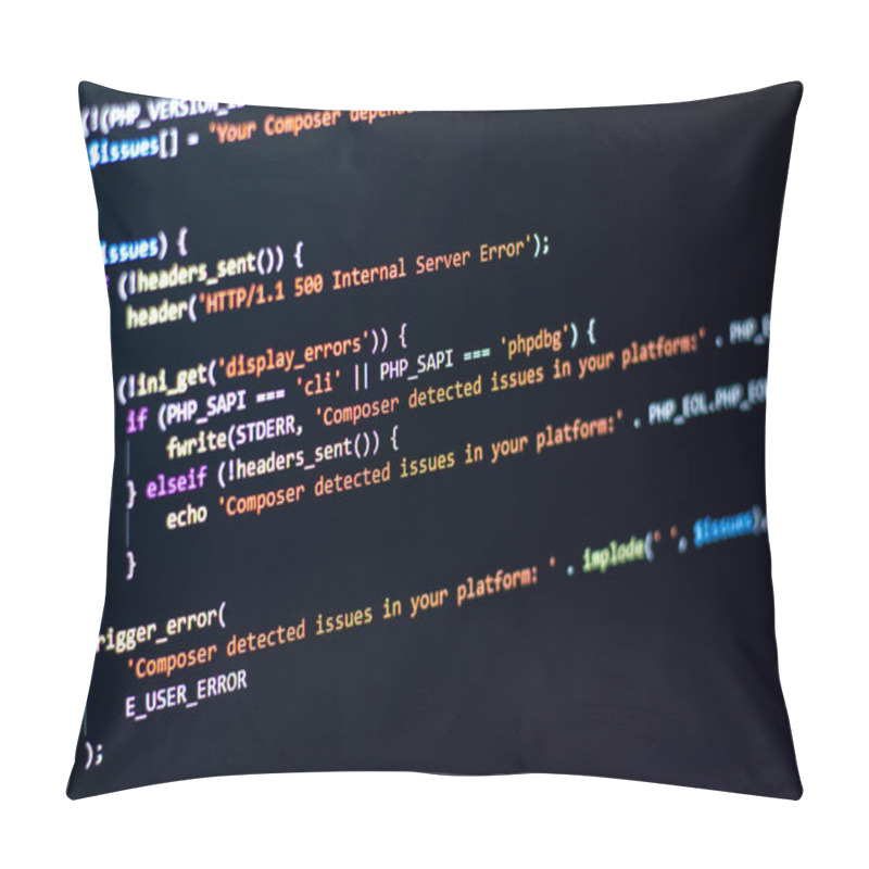 Personality  The Software Developer Does The Php Coding. The Programmer Is Doing Web Backend Coding. With Selective Focus Pillow Covers