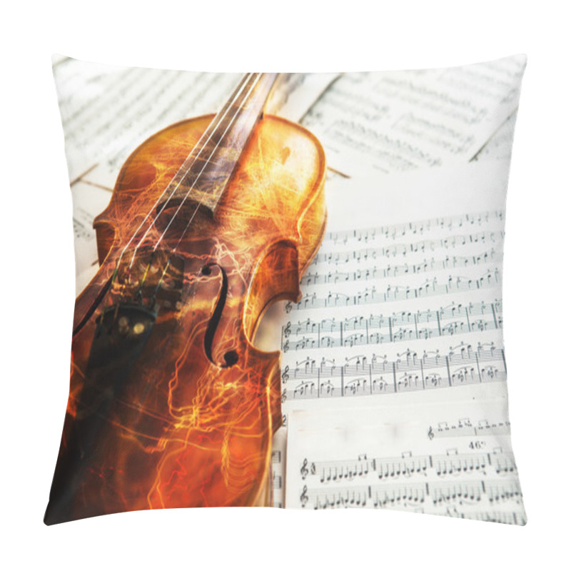 Personality  Old Violin Lying On The Sheet Of Music Pillow Covers