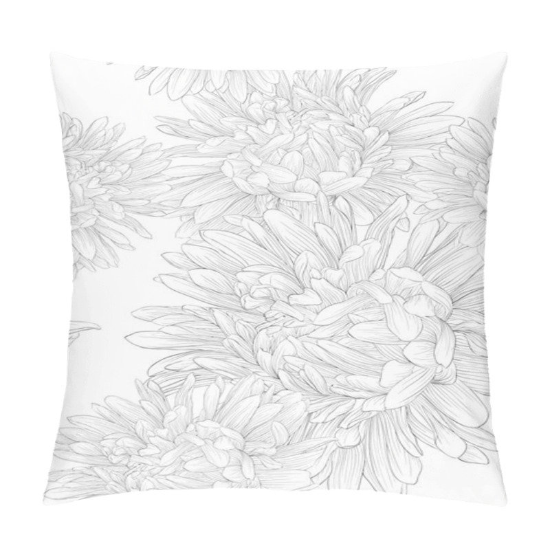 Personality  Beautiful Monochrome Black And White Seamless Background With Flowers. Pillow Covers