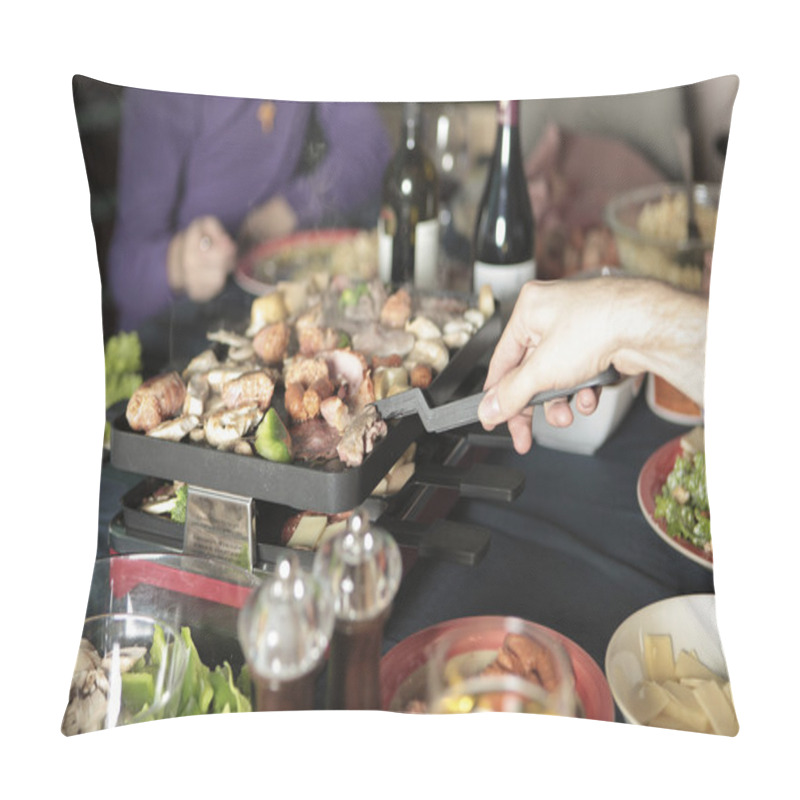 Personality  Diner And Food Background With People Hand Pillow Covers