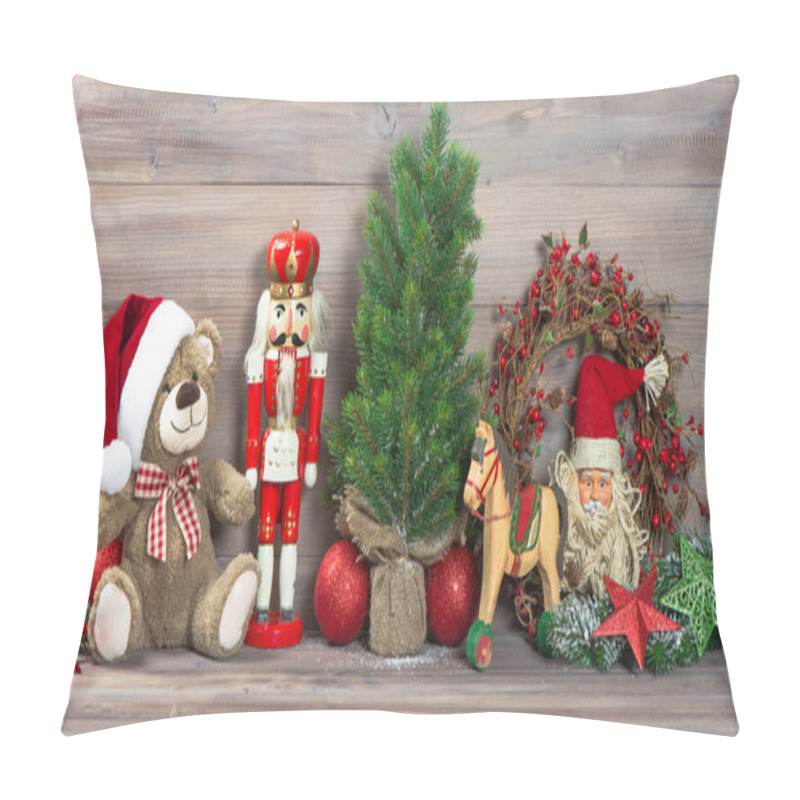 Personality  Christmas Decoration With Antique Toys Teddy Bear Pillow Covers