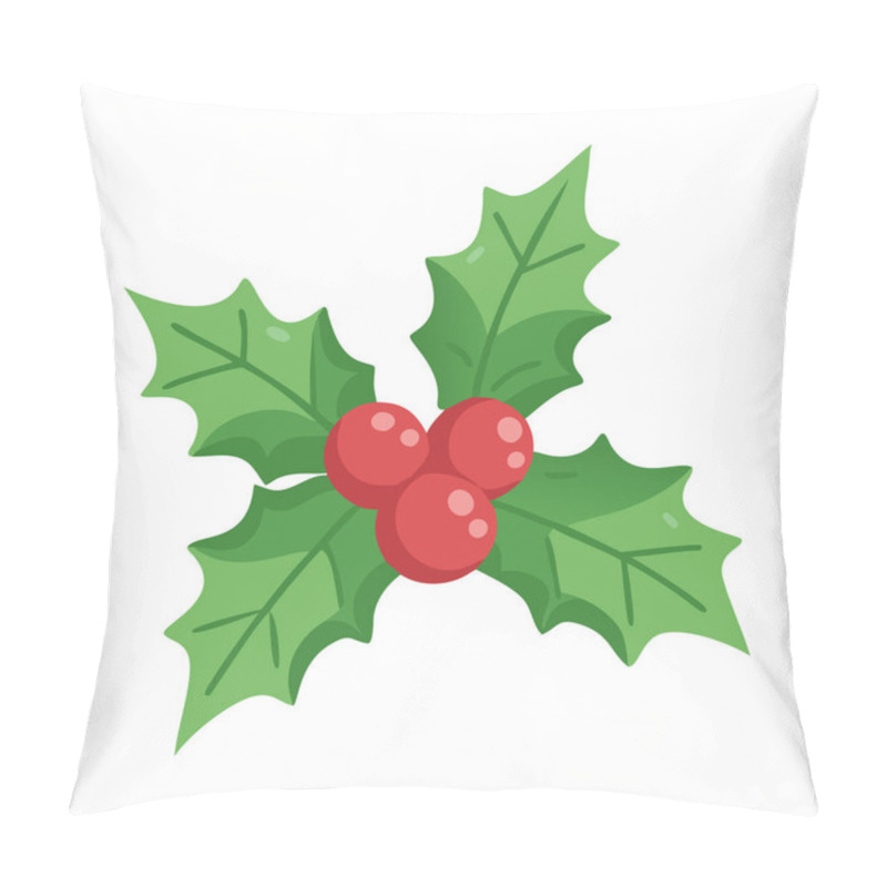 Personality  Simple Icon Of A Traditional Holly Plant With Red Berries, Suited For Seasonal Themes. Pillow Covers