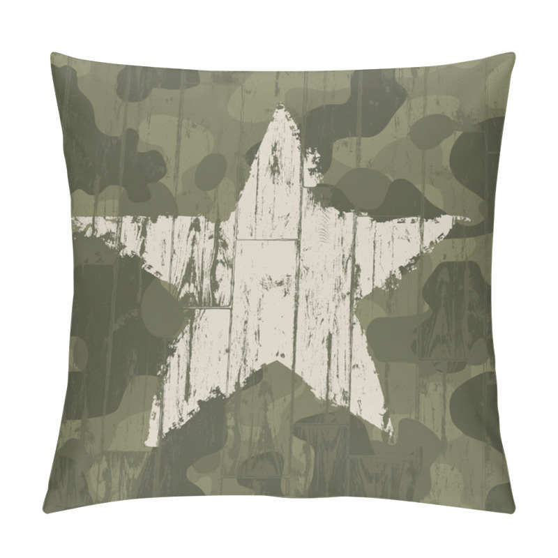 Personality  Military Camouflage Background With Star. Vector, EPS10. Pillow Covers