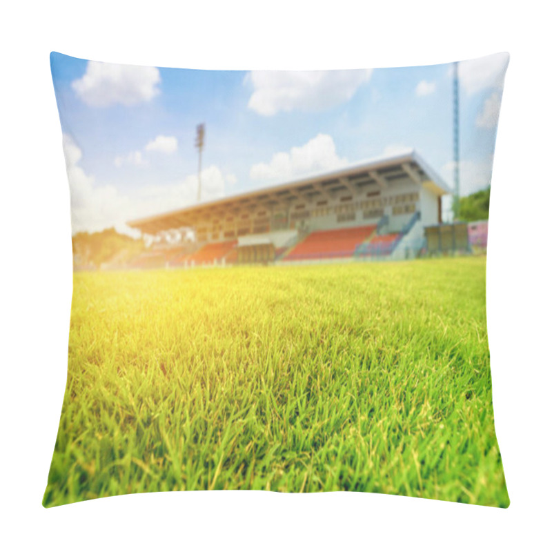 Personality  Green Grass In Soccer Stadium With Light Flare. Pillow Covers