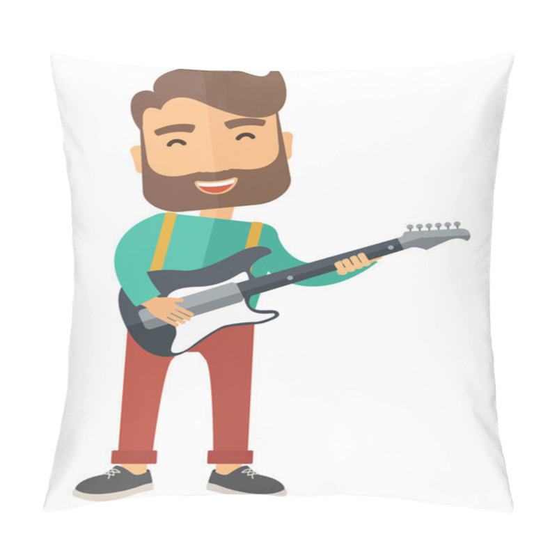 Personality  Musician Is Playing Electrical Guitar Pillow Covers