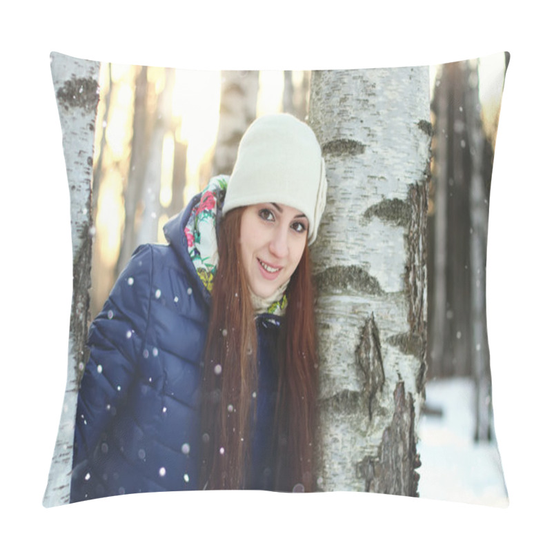 Personality  Snow Winter Portrait Female Pillow Covers