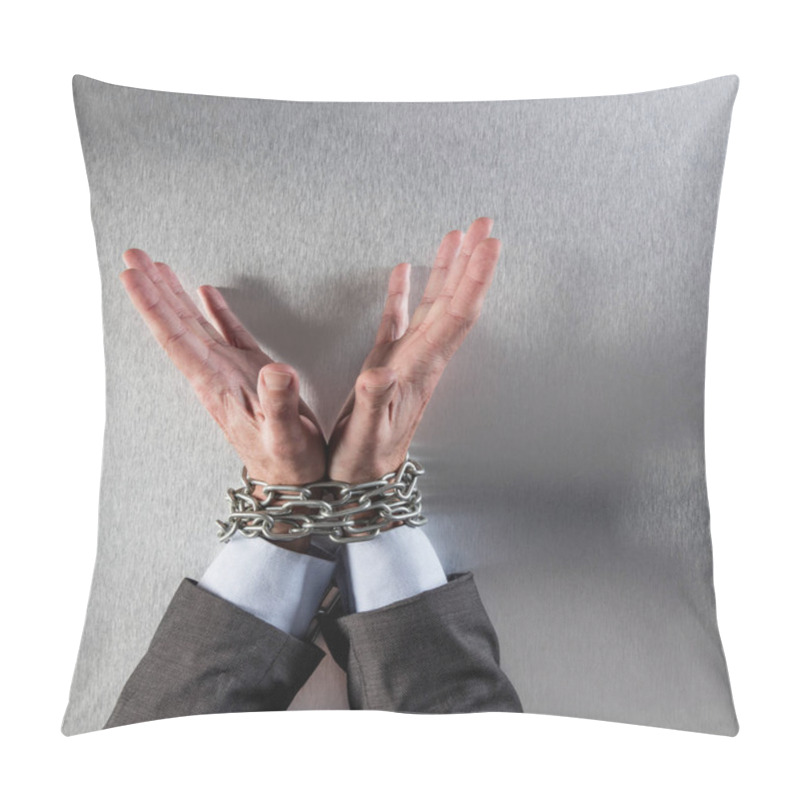 Personality  Innocent Professional Man Hands Tied With Chain For Suspicious Management Pillow Covers