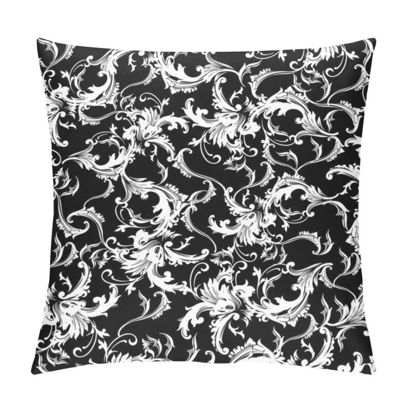 Personality  Baroque Black And White Seamless Pattern. Pillow Covers