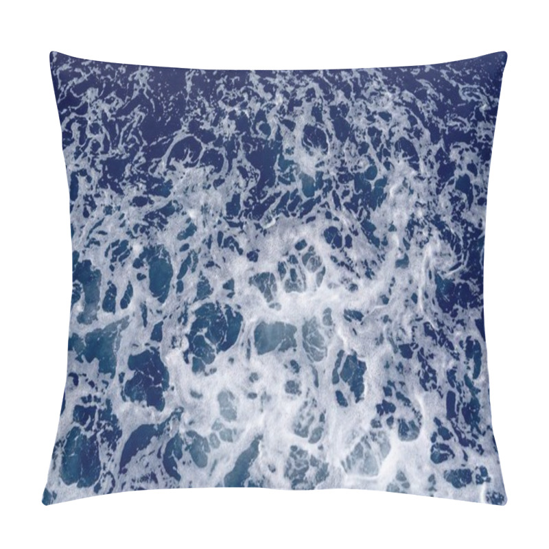 Personality  Abstract Texture Of Sea White Foam On A Blue Background Of Sea Water Pillow Covers