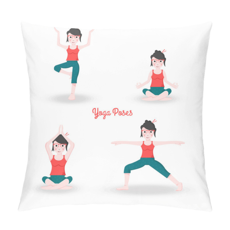 Personality  Set With Woman In Poses Of Yoga Pillow Covers