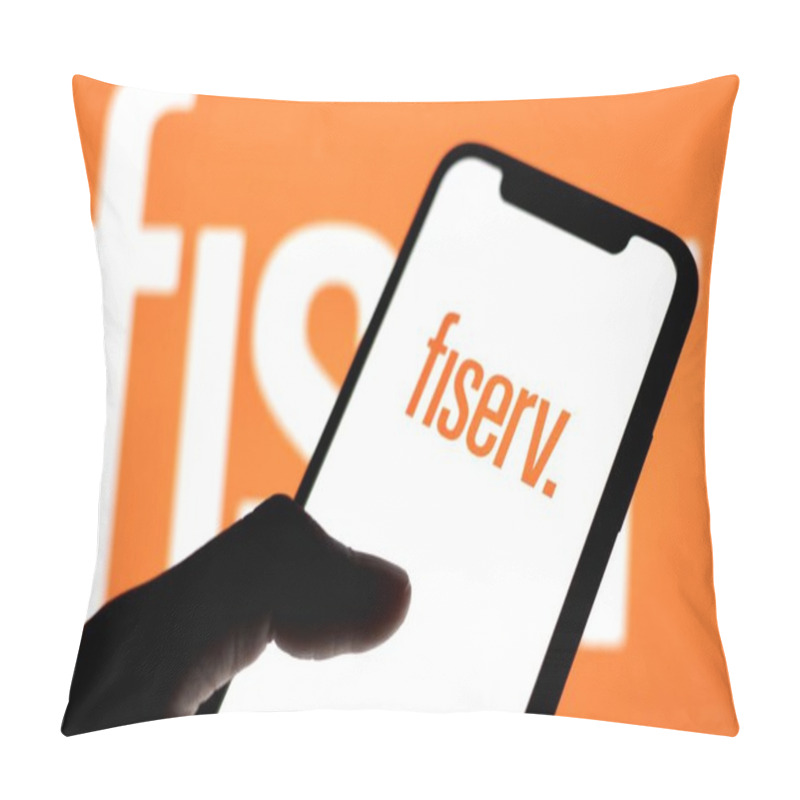 Personality  In This Photo The FiserV Logo Is Displayed On Smartphone Screen.indonesia - June 10th 2024. Pillow Covers