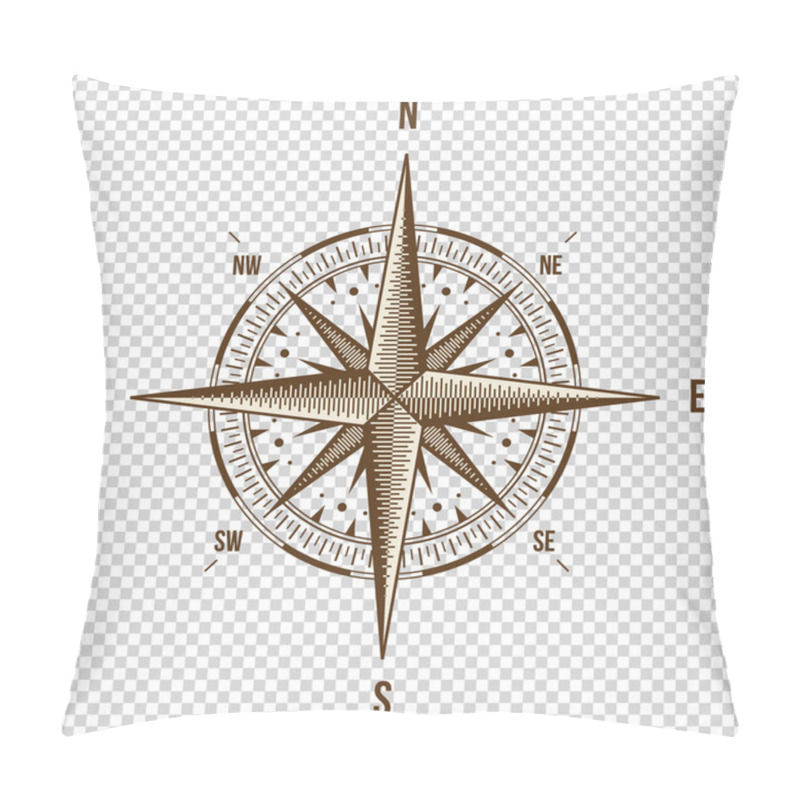 Personality  Vector Compass. High Quality Illustration. Old Style. West, East, North, South. Wind Rose Simple  Isolated Pillow Covers