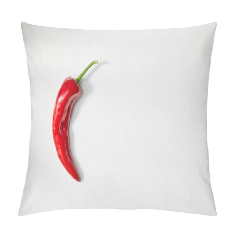 Personality  Top View Of Chili Pepper On White Background Pillow Covers