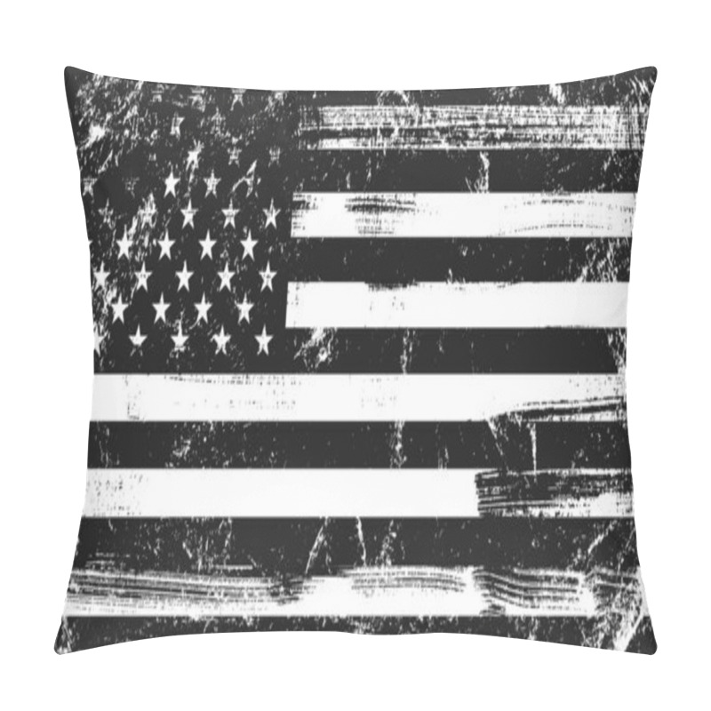 Personality  Grunge USA Flag. Original Proportions, Black And White Version. Pillow Covers