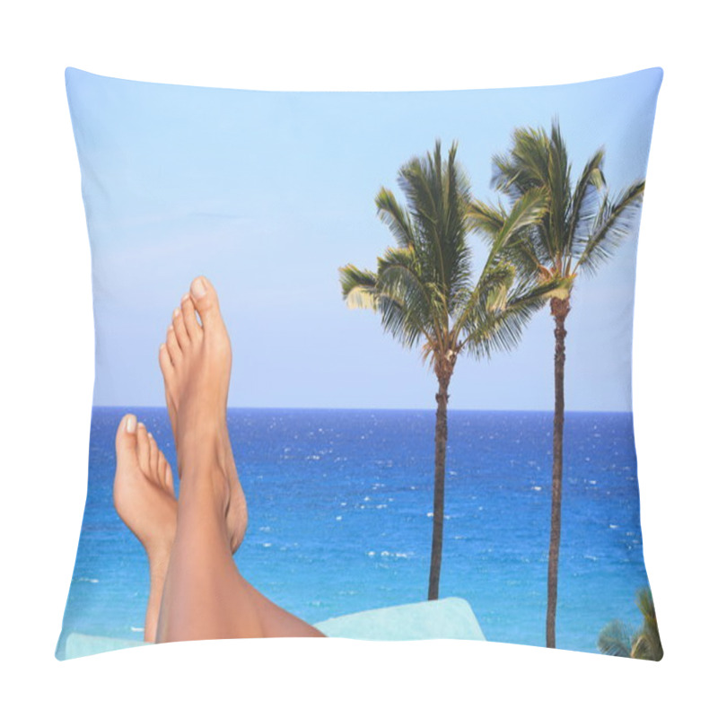 Personality  Woman Feet Overlooking A Tropical Ocean Pillow Covers