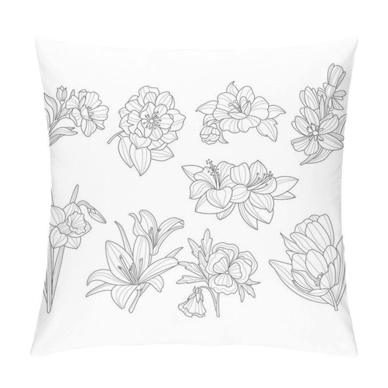 Personality  Flower Collection. Hand Drawn Vector Illustration Pillow Covers