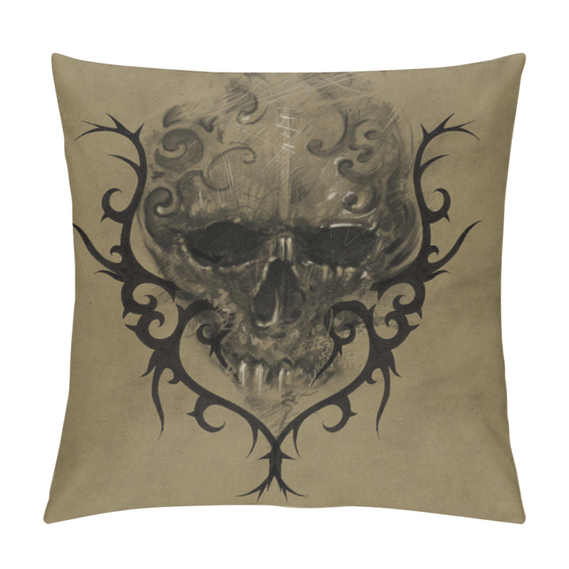 Personality  Tattoo Skull Illustration Pillow Covers