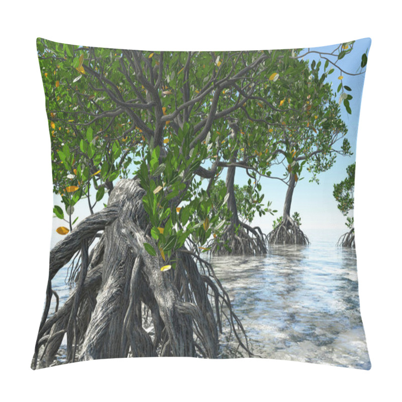 Personality  Red Mangroves On Florida Coast 3d Rendering Pillow Covers