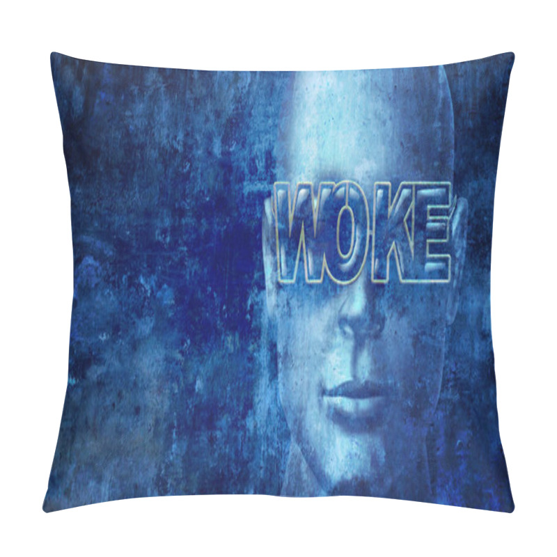 Personality  Woke Society And Socially Conscious Or Consciousness Awareness Of Identity Politics Or Being Aware Of Equal Justice As A Person With Awakening To Racism And A New World Of Fairness In A 3D Illustration Style. Pillow Covers