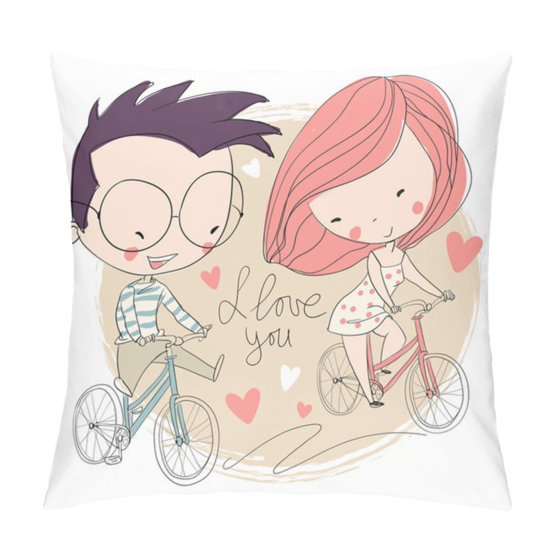 Personality  Girl And Boy Biking. Pillow Covers