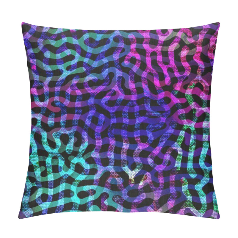 Personality  Mottled Space Dyed Blotch Glitch Pattern Background. Purple Blue Washed Out Tie Dye Repeat Swatch. Seamless Variegated Boho Summer Textile Material. Decorative Faded Distressed Blur All Over Print Pillow Covers