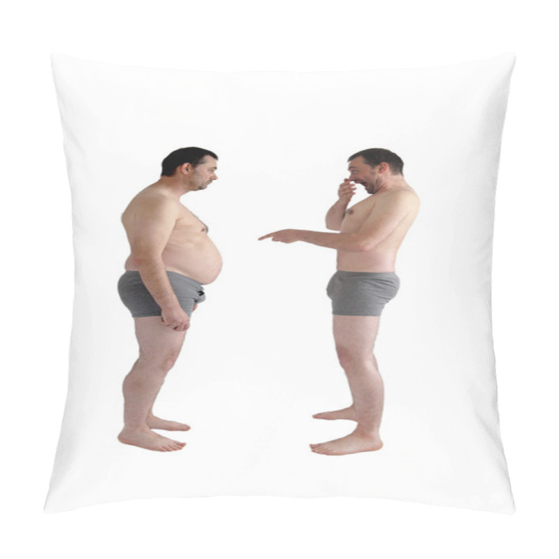 Personality  Slim Man Laughs At His Fat Self Pillow Covers