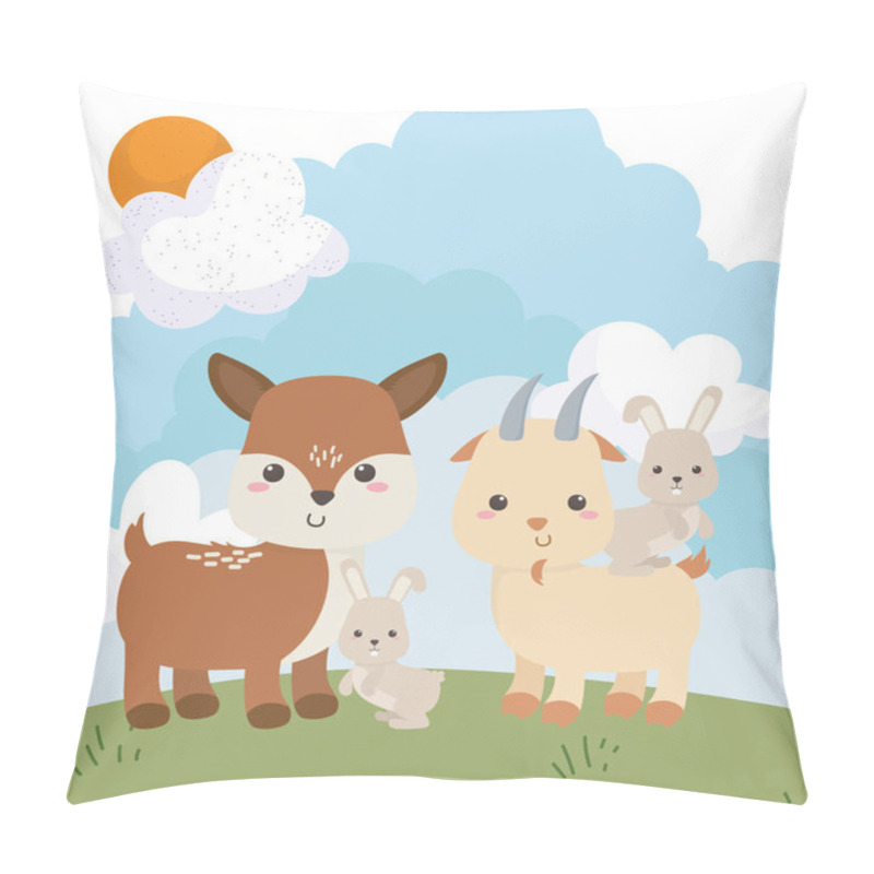 Personality  Camping Bunnies And Deer Cartoon Pillow Covers