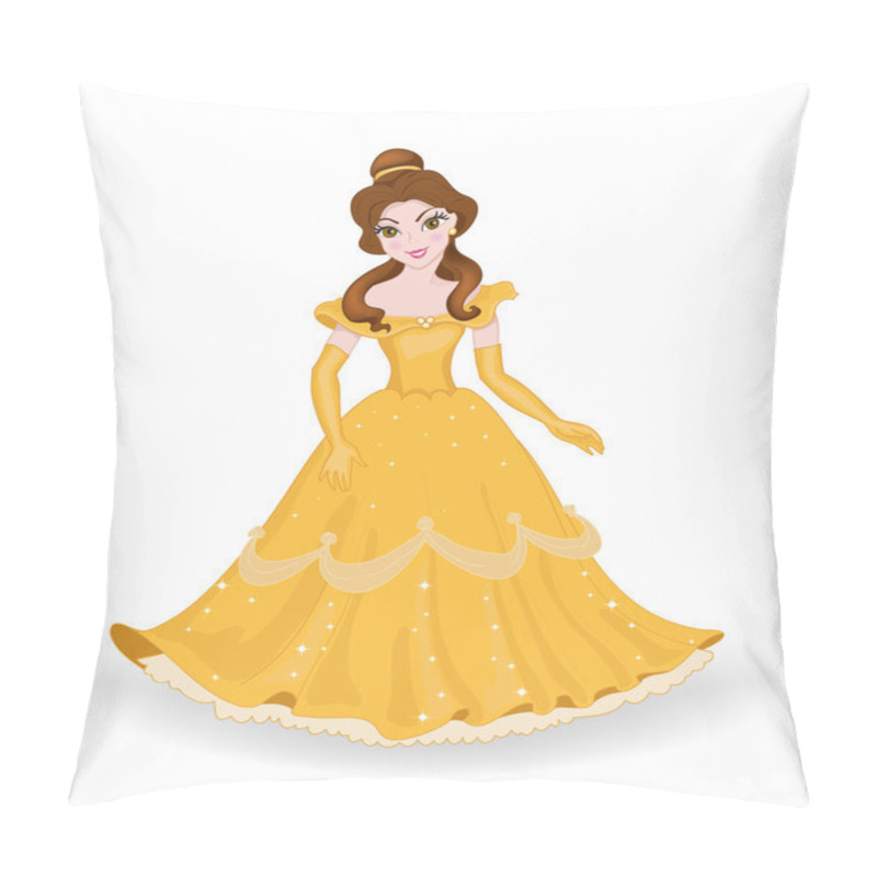 Personality  Beautiful Princess In A Yellow Dress. Pillow Covers