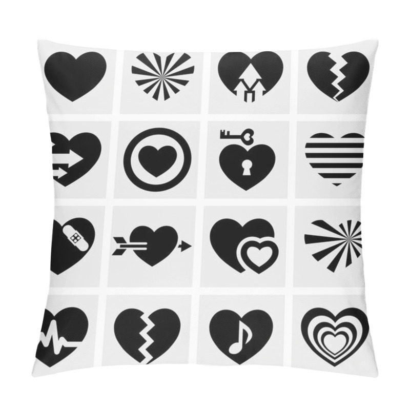 Personality  Hearts Vector Icons Set On Gray. Love Signs. Pillow Covers