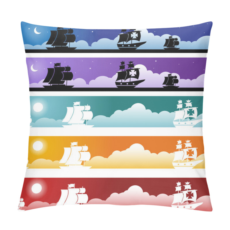 Personality  Sailboat Banner Set Pillow Covers