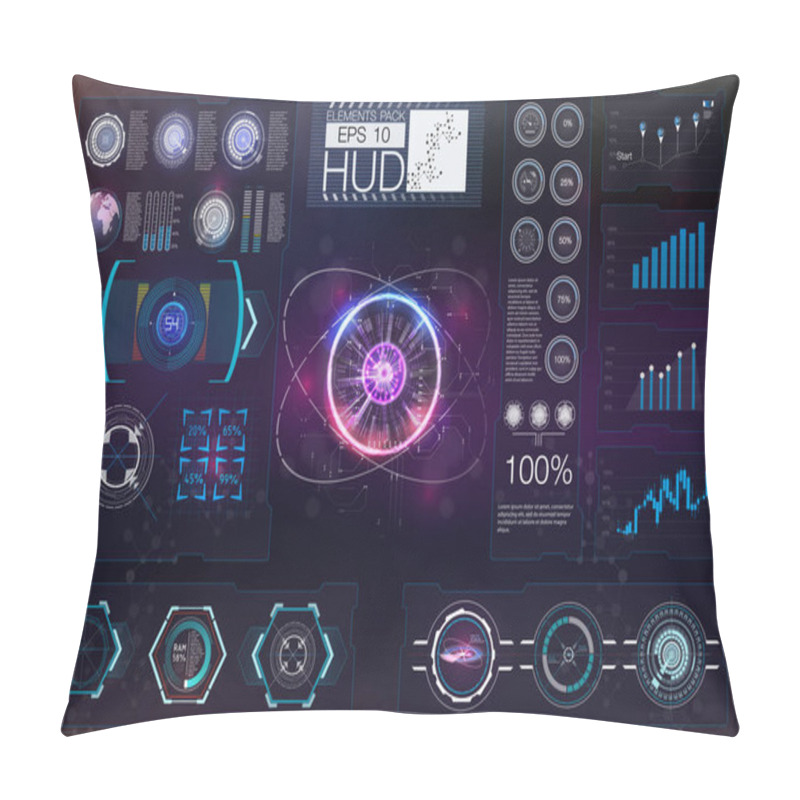 Personality  Hud Head-up Display. Confrontation Of The State On The Map. Pillow Covers