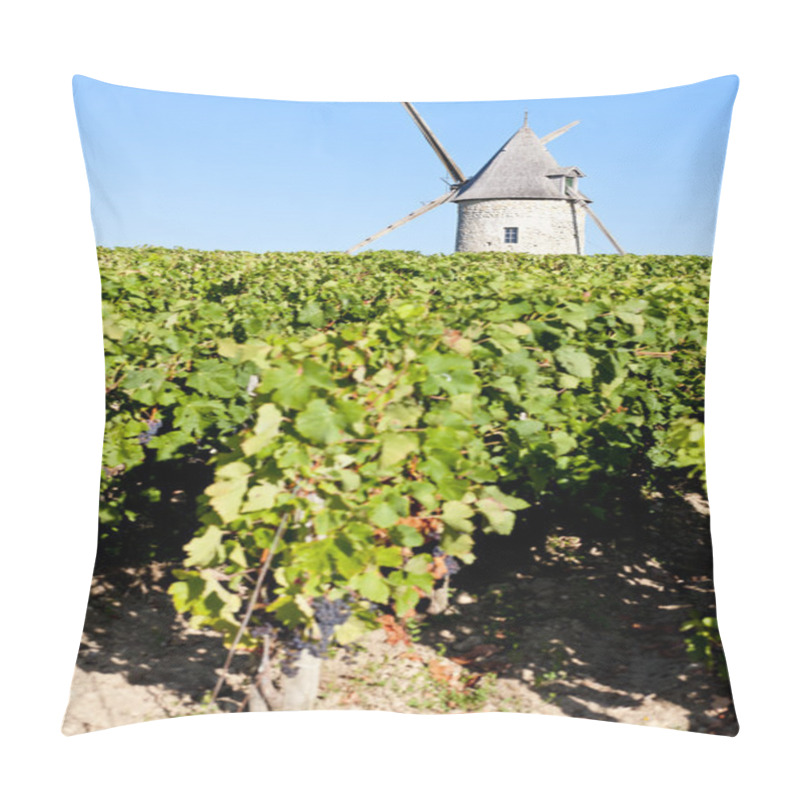 Personality  Vineyard With Windmill Near Blaignan, Bordeaux Region, France Pillow Covers