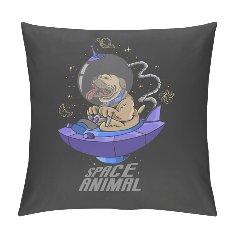 Personality  Cute Little Dog Spaceship Illustration Pillow Covers