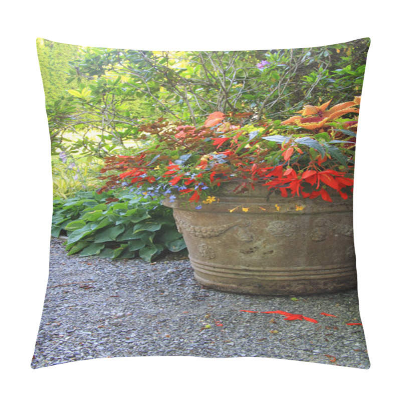 Personality  Planter Filled With Begonias And Lobelia Pillow Covers