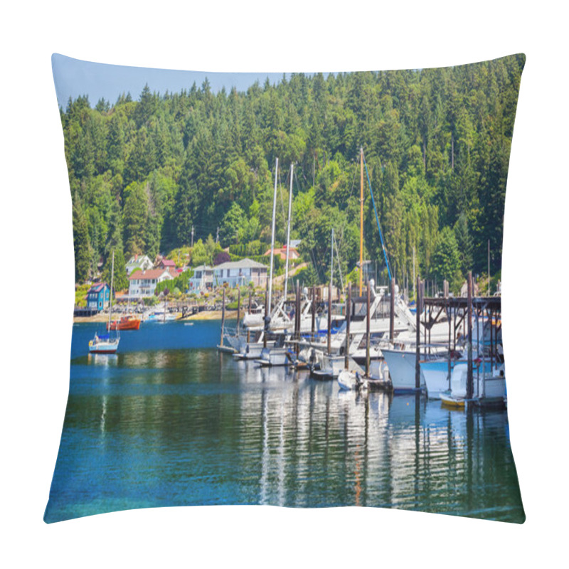 Personality  White Sailboats Marina Reflection Gig Harbor Washington State Pillow Covers