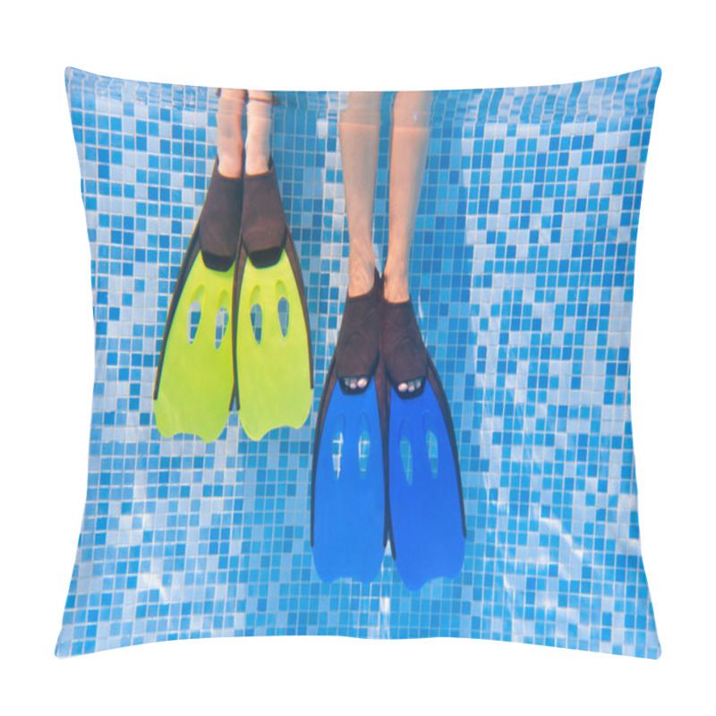 Personality  Underwater Kids Legs In Fins In Swimming Pool Pillow Covers