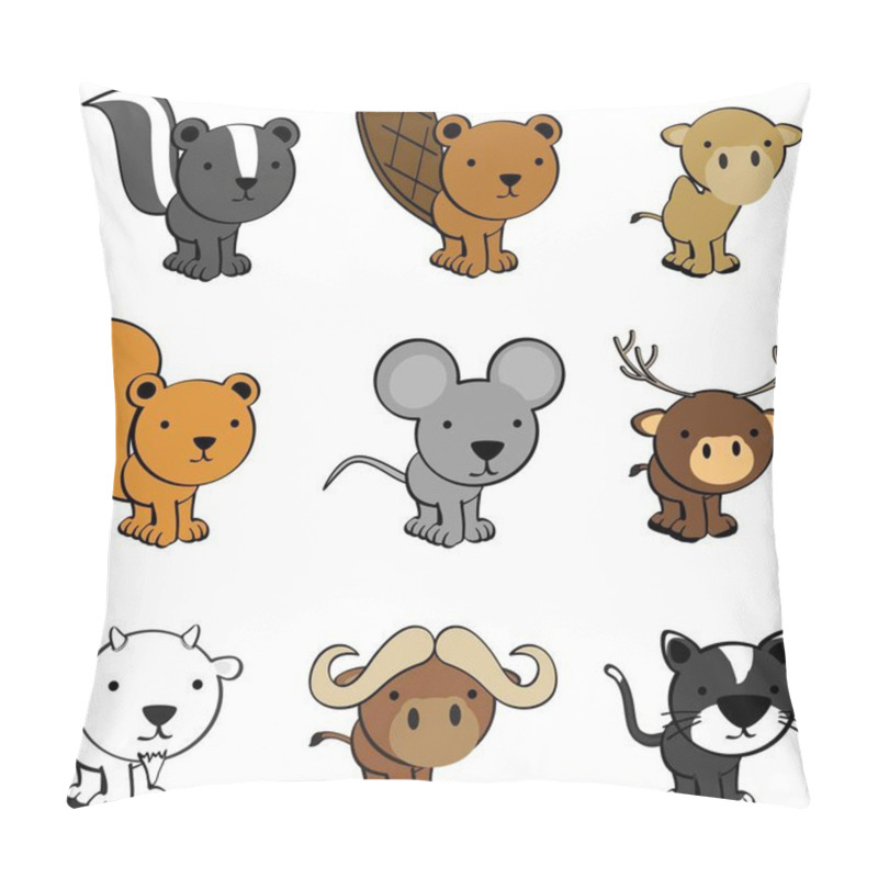 Personality  Cute Baby Animals Kawaii Cartoon Collection Set In Vector Format Pillow Covers