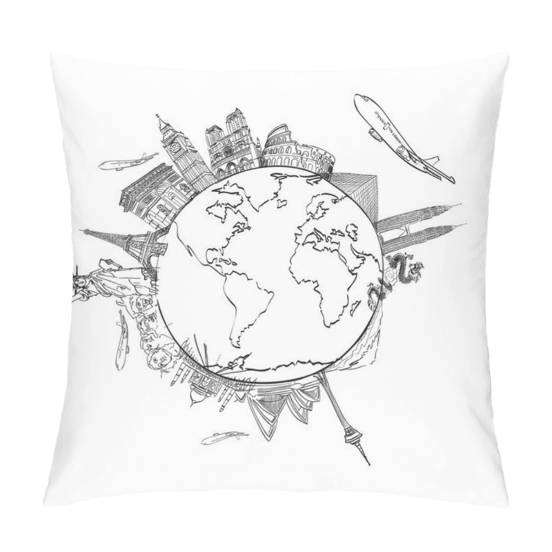 Personality  Drawing The Dream Travel Around The World In A Whiteboard Pillow Covers