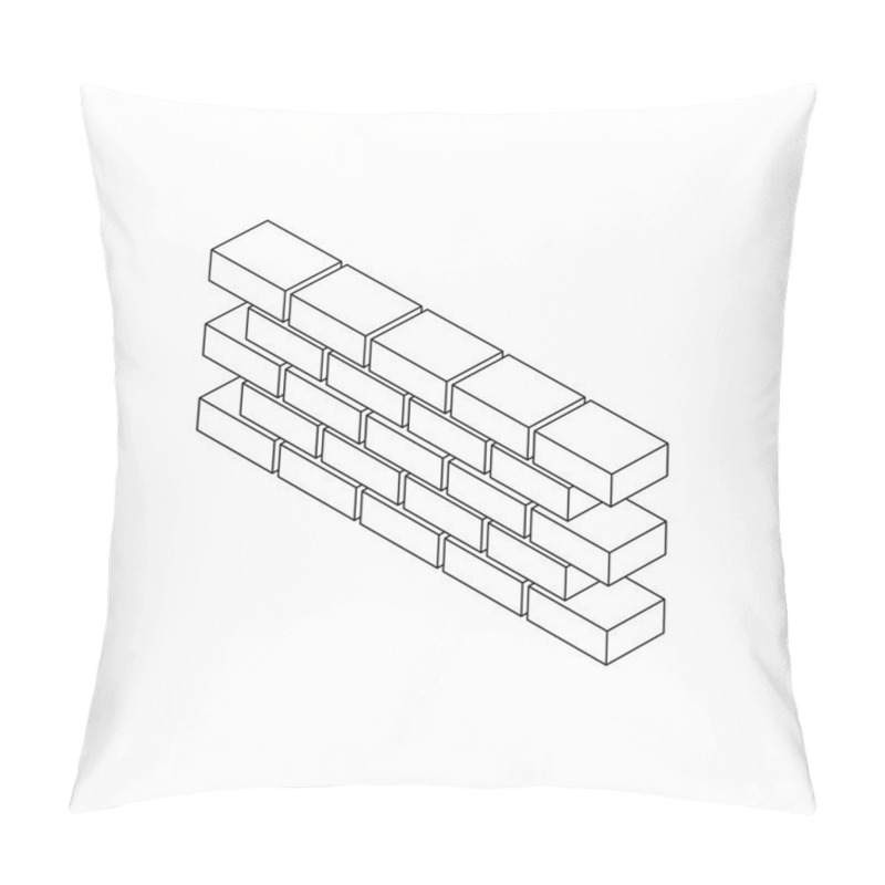 Personality  Part Of Brick Wall Icon, Isometric 3d Style Pillow Covers