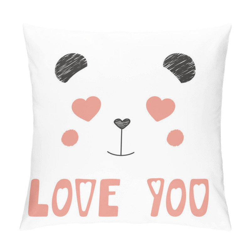 Personality  Cute Panda With Heart Shaped Eyes Pillow Covers