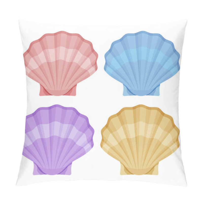 Personality  Closed Oyster Shells. Red Ribbed Sashes With Blue Shade Wave And Purple Seashells Luxury Yellow Decoration. Pillow Covers