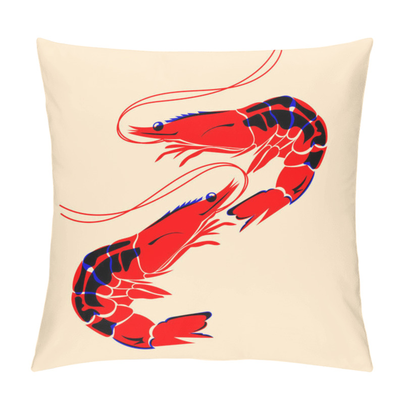 Personality  Shrimp. Design For Print, Sticker, Party Decoration, Logo, Emblem, Magazine Prints Or Journal Article, T-shirt Design, Poster. Vector Illustration With Riso Print Effect Pillow Covers