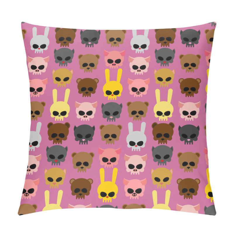 Personality  Cute Skulls Of Animals:  Rabbit And Cat, Bear And Pig. Seamless  Pillow Covers