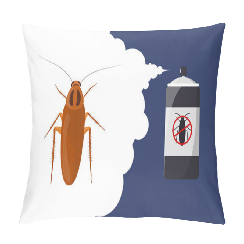 Personality  Cockroach Repellent Banner. Insect Repellent Aerosol. Pest, Insect And Bug Control Spray Bottle. Cartoon Illustration Pillow Covers