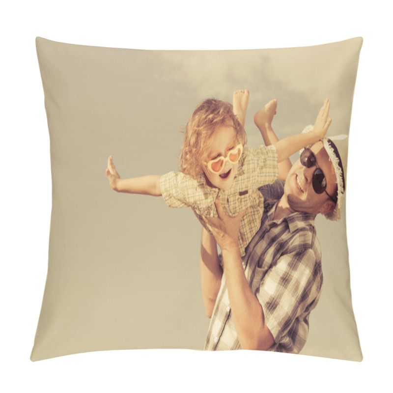 Personality  Dad And Son Playing Near A House Pillow Covers